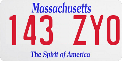 MA license plate 143ZY0