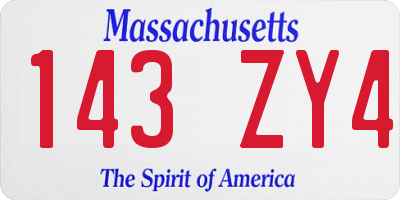 MA license plate 143ZY4