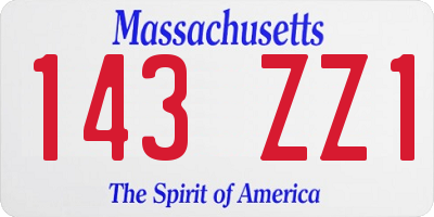 MA license plate 143ZZ1