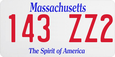 MA license plate 143ZZ2