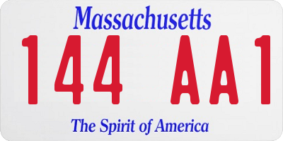MA license plate 144AA1