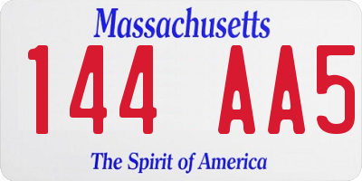 MA license plate 144AA5