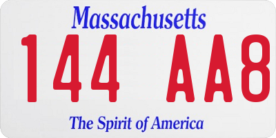 MA license plate 144AA8