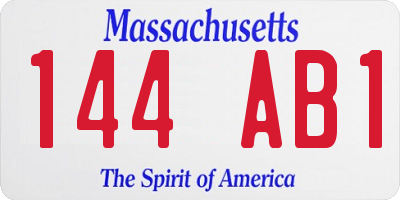 MA license plate 144AB1