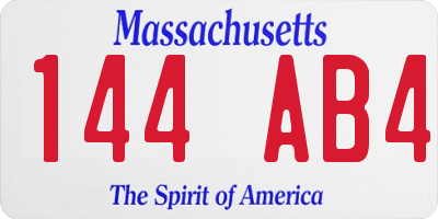 MA license plate 144AB4