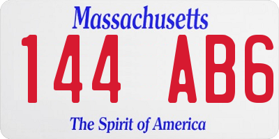 MA license plate 144AB6