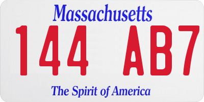 MA license plate 144AB7