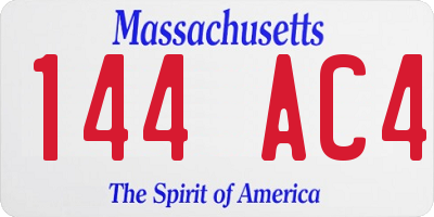 MA license plate 144AC4