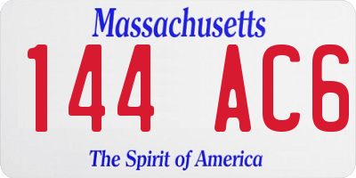 MA license plate 144AC6