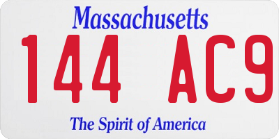 MA license plate 144AC9