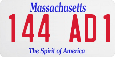 MA license plate 144AD1