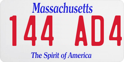 MA license plate 144AD4