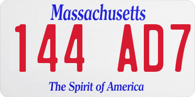 MA license plate 144AD7