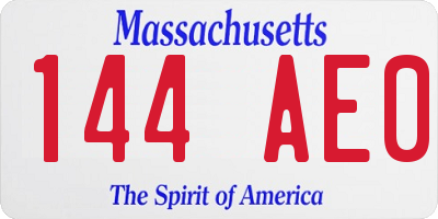 MA license plate 144AE0
