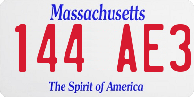 MA license plate 144AE3