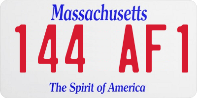 MA license plate 144AF1
