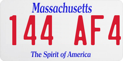 MA license plate 144AF4