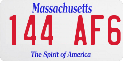 MA license plate 144AF6