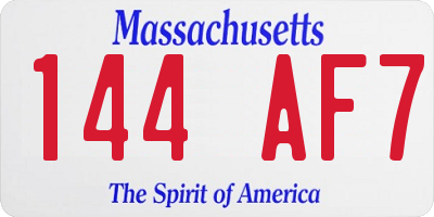 MA license plate 144AF7