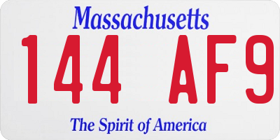 MA license plate 144AF9