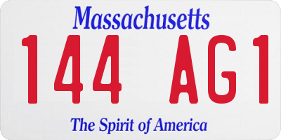 MA license plate 144AG1