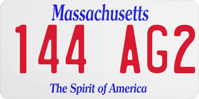 MA license plate 144AG2