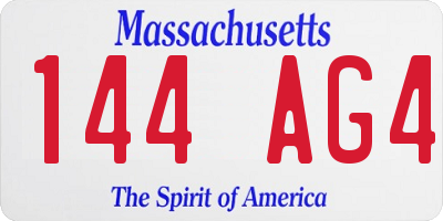 MA license plate 144AG4