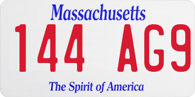 MA license plate 144AG9