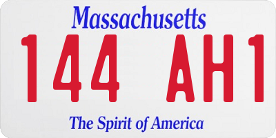 MA license plate 144AH1