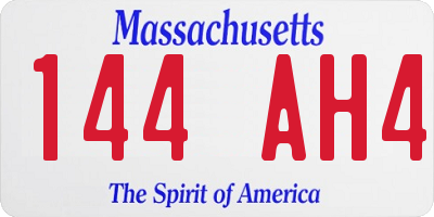 MA license plate 144AH4