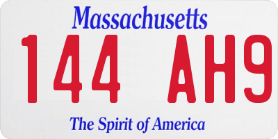 MA license plate 144AH9