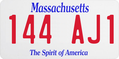 MA license plate 144AJ1