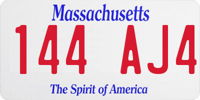 MA license plate 144AJ4