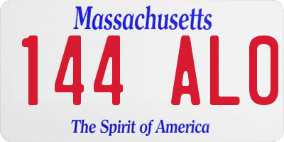 MA license plate 144AL0