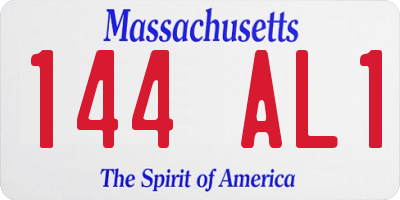 MA license plate 144AL1