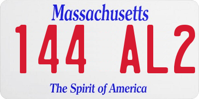 MA license plate 144AL2