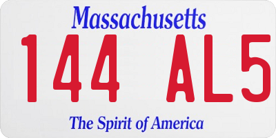 MA license plate 144AL5