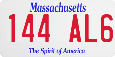 MA license plate 144AL6