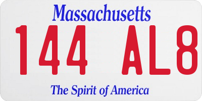 MA license plate 144AL8