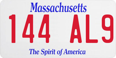 MA license plate 144AL9