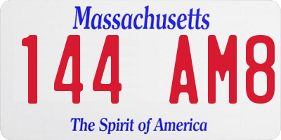 MA license plate 144AM8