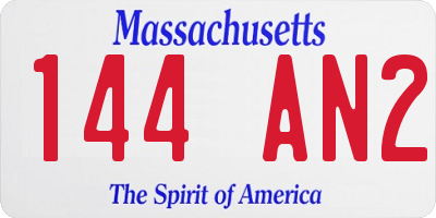 MA license plate 144AN2