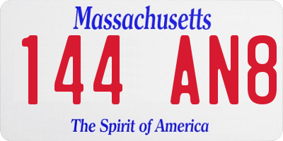 MA license plate 144AN8