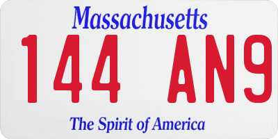 MA license plate 144AN9