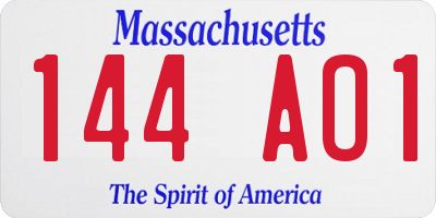MA license plate 144AO1