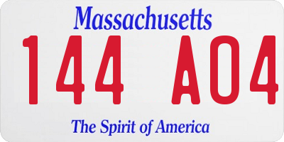 MA license plate 144AO4