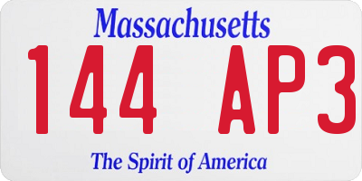 MA license plate 144AP3