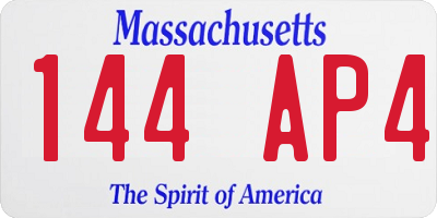 MA license plate 144AP4