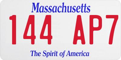 MA license plate 144AP7
