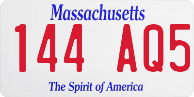 MA license plate 144AQ5